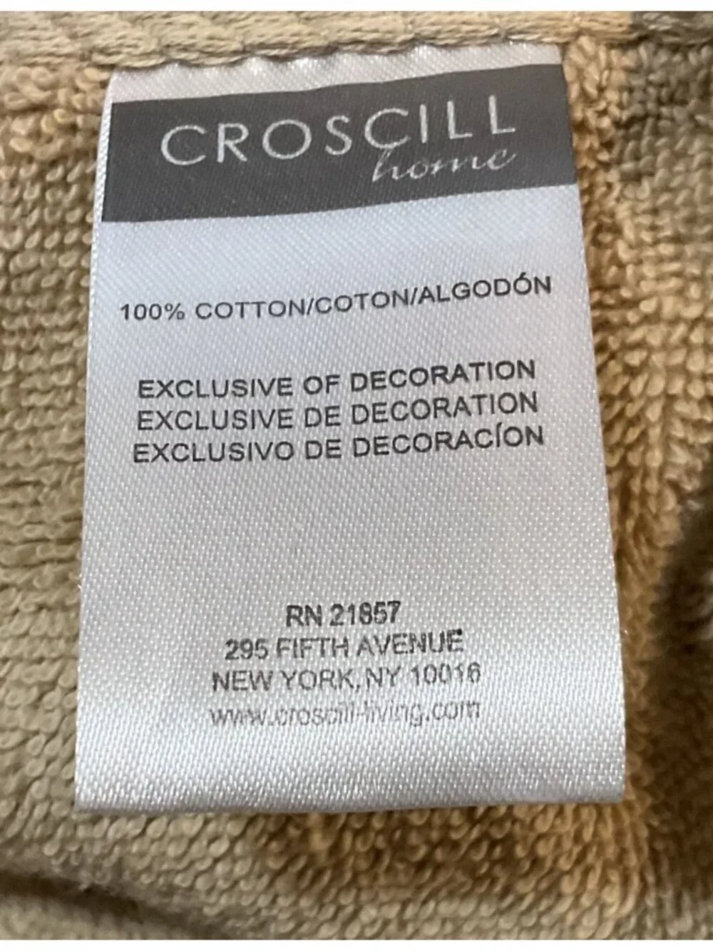 Croscill Beige Towels Set W/ Satin Chevron Trim 4 Pieces 100% Cotton Decorative